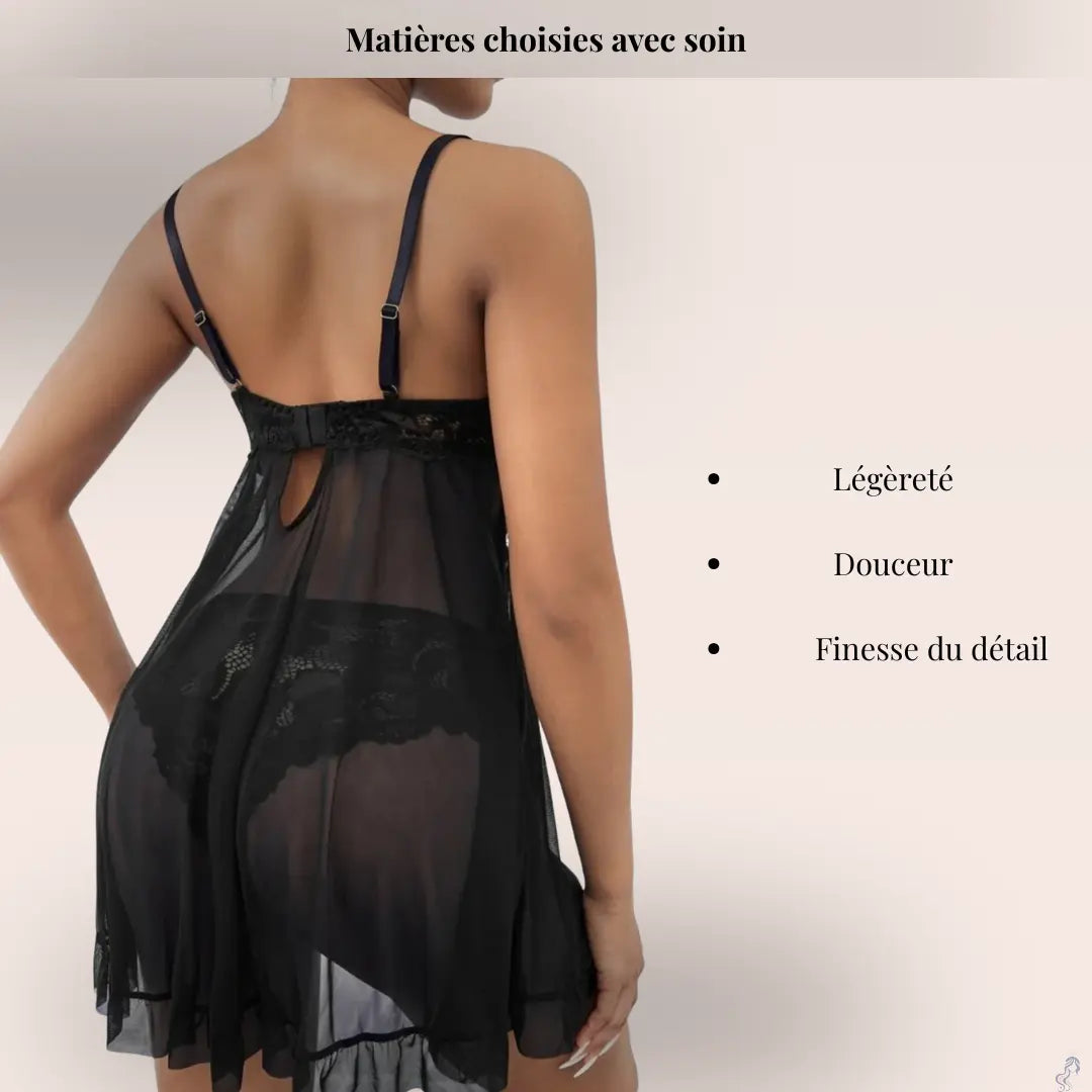 Lingerie Ouverte – Nuisette & Tanga Séduisante SIRALUXE