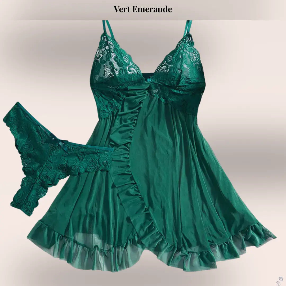 Lingerie Ouverte – Nuisette & Tanga Séduisante SIRALUXE