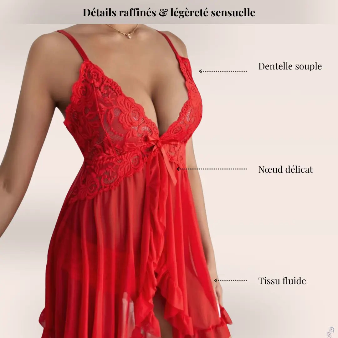 Lingerie Ouverte – Nuisette & Tanga Séduisante SIRALUXE